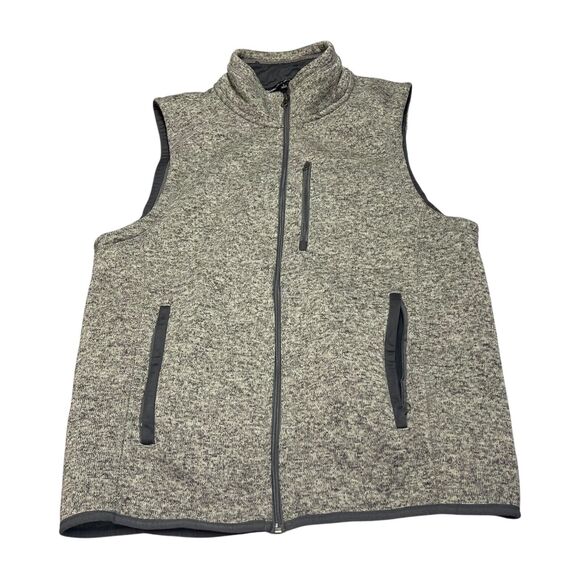 Beverly Hills Polo Club Vest Men's Large Heather Gray Pockets Mock Neck Full Zip - Picture 1 of 6